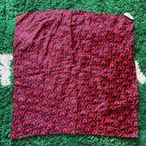 It's Easy With The Devil 100% Silk Scarf Red Blue Dog Print Hand Rolled